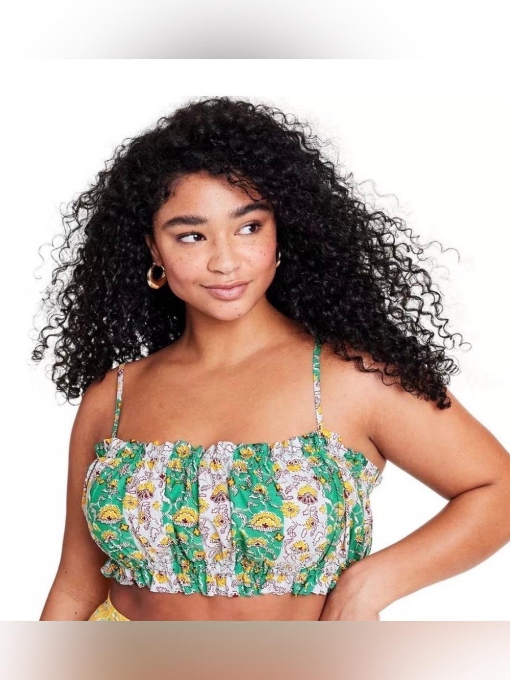 Rhode Women's Green and Yellow Crop-top. 
Size XXS